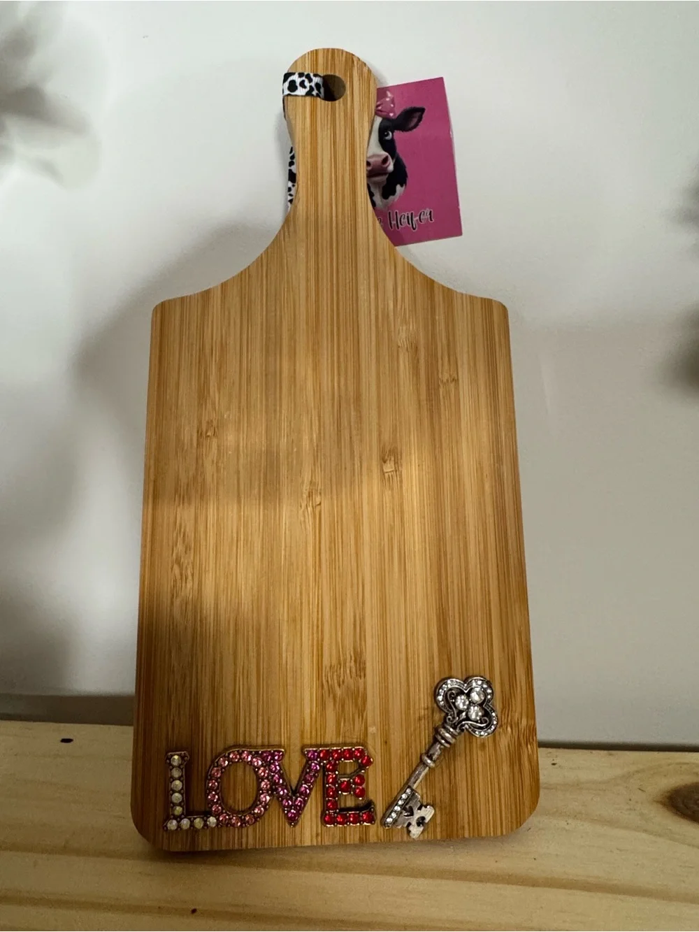 Wooden Kitchen Accent with Pink and Red LOVE Embellishment